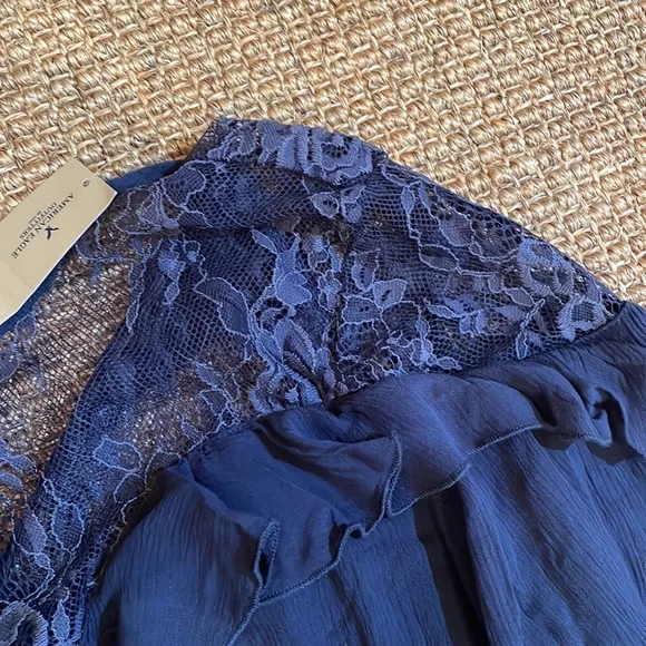 NWT Navy Blue Lace Blouse by American Eagle - Picture 2 of 8